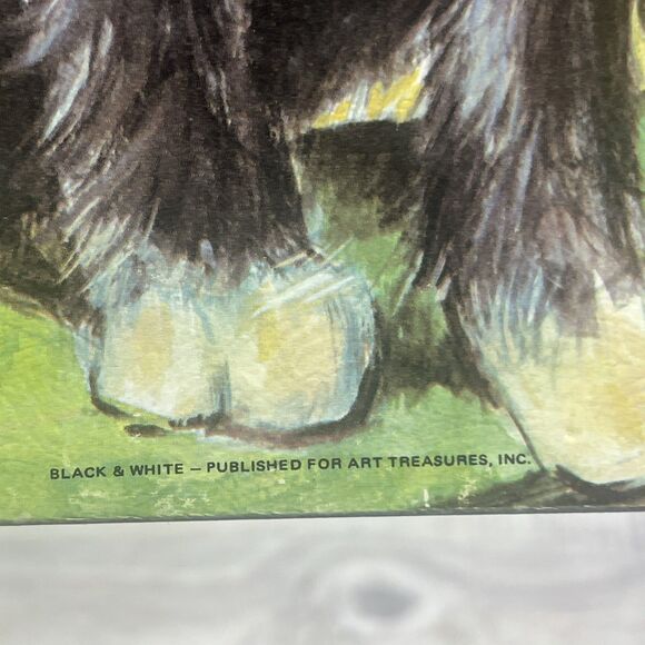 Tuxedo Black White Cat Green Ribbon 8x10 RF Harnett Litho in USA - Picture 6 of 12